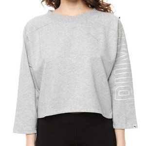 PUMA Women’s Fusion Cropped 7/8 Sweater Medium (Grey)- EUC